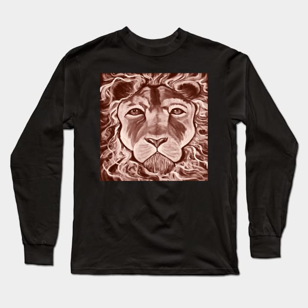 Lion Unique Illustration African Lion’s Graphic Art Big Cats Gifts Long Sleeve T-Shirt by tamdevo1